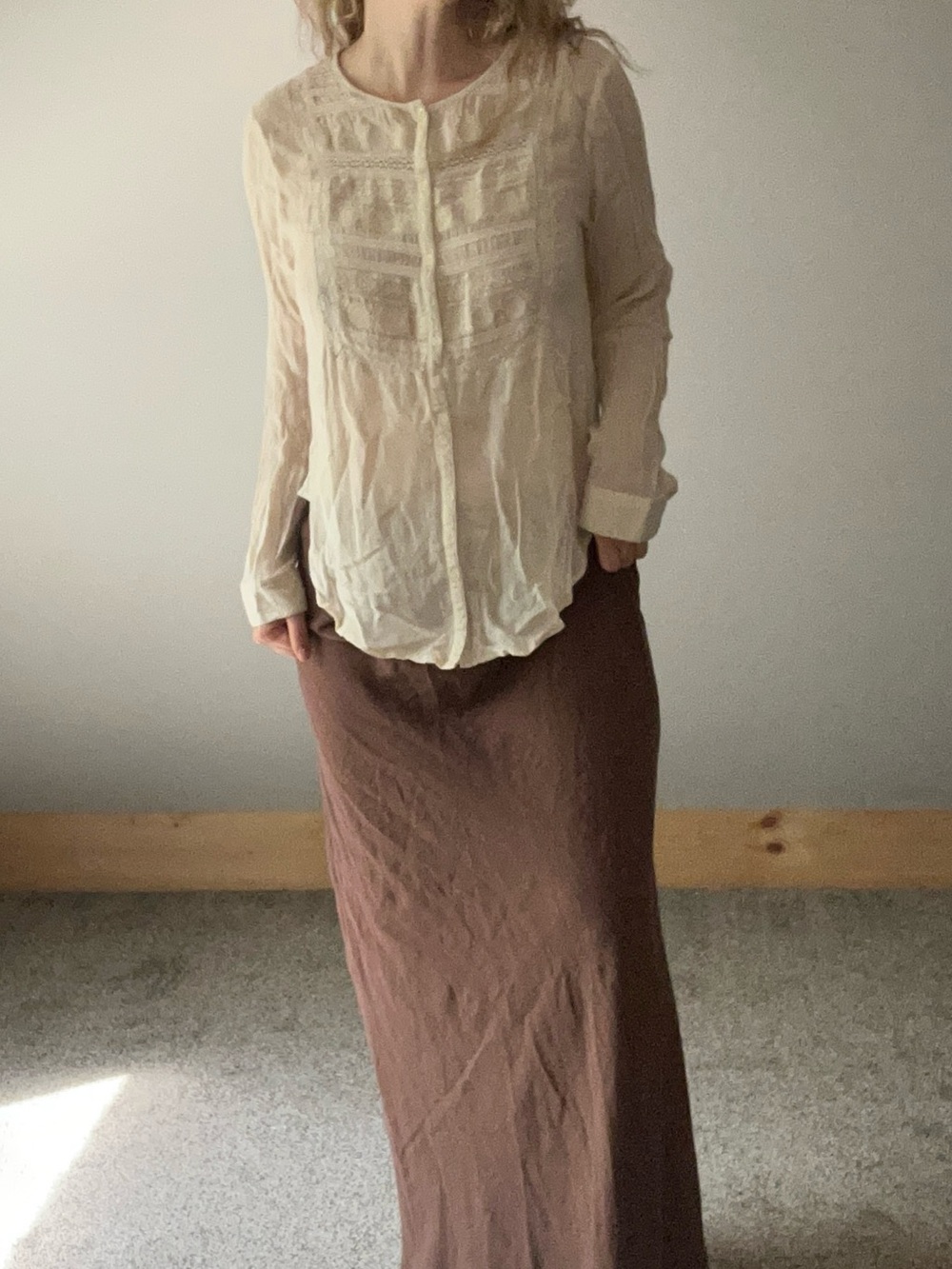 Kimchi‎ Blue Cream Wool-Blend Top with embroidery